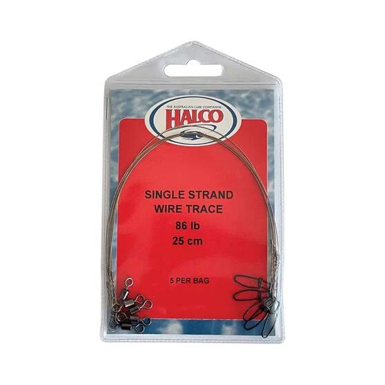 Halco Single Strand 86lb Trace Wire 25cm - 5pk 3 Halco Single Strand 86lb Trace Wire 25cm - 5pk